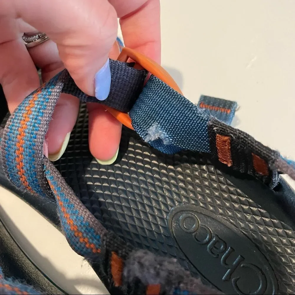 Chaco Kids Z/1 Ecotread Sandals in Split Blue & Orange